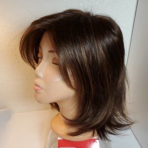TressAllure Noriko Wig Layered Cut in Deep Sepia Brunette with Auburn Highlights